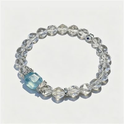 Brățară cu margele din cristal de cuarț transparent fațetat natural